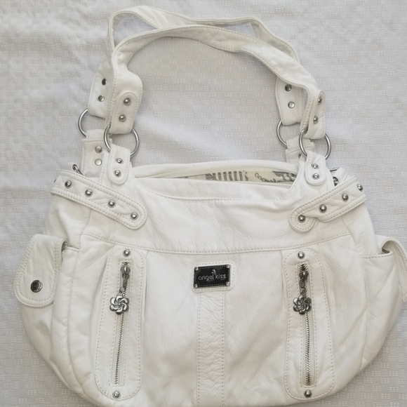 Angel Kiss Handbags - Angel Kiss white faux leather purse handbag